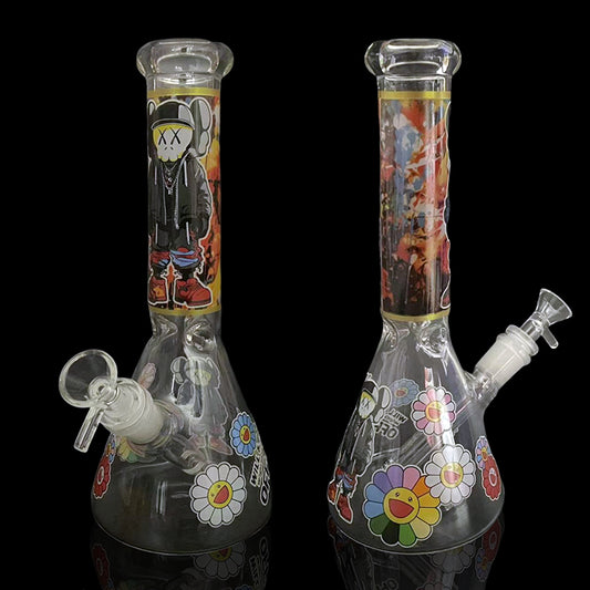 GLASS BONG 25CM Glass tube length 12cm Joint size 14mm บ้องแก้วใหญ่ 25ซม คัพสายเขียว จัดส่งจากประเทศไทย