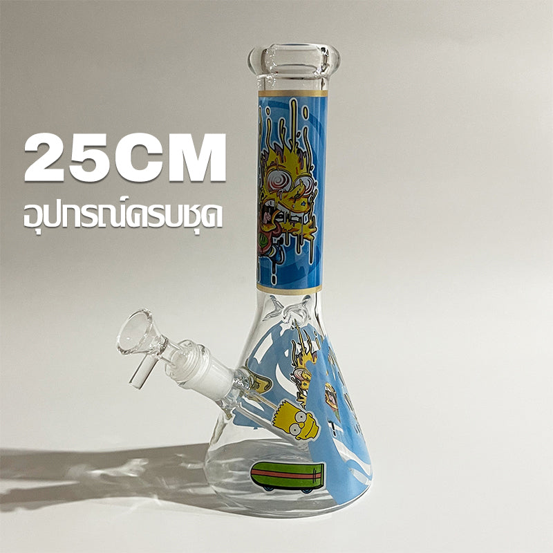 GLASS BONG 25CM Glass tube length 12cm Joint size 14mm บ้องแก้วใหญ่ 25ซม คัพสายเขียว จัดส่งจากประเทศไทย