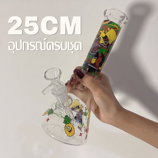 GLASS BONG 25CM Glass tube length 12cm Joint size 14mm บ้องแก้วใหญ่ 25ซม คัพสายเขียว จัดส่งจากประเทศไทย