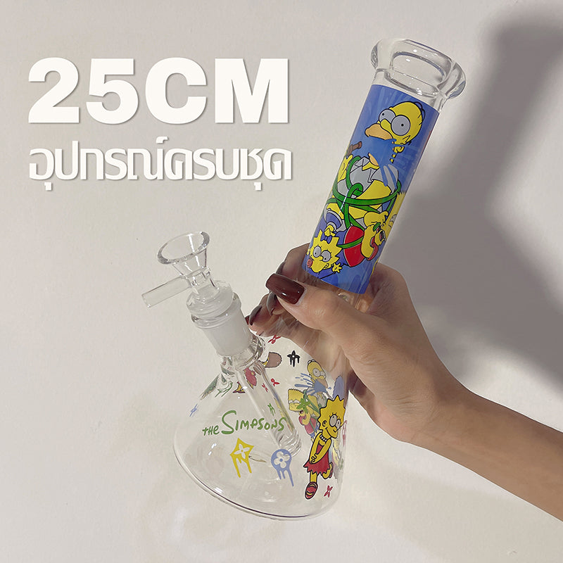 GLASS BONG 25CM Glass tube length 12cm Joint size 14mm บ้องแก้วใหญ่ 25ซม คัพสายเขียว จัดส่งจากประเทศไทย