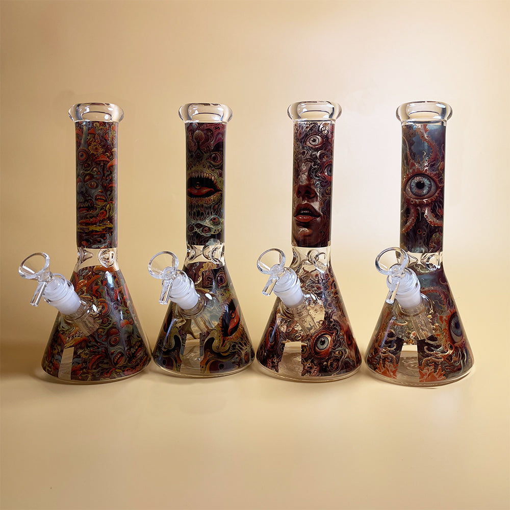GLASS BONG 25CM Glass tube length 12cm Joint size 14mm บ้องแก้วใหญ่ 25ซม คัพสายเขียว จัดส่งจากประเทศไทย