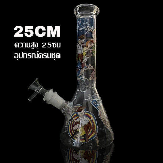 GLASS BONG 25CM Glass tube length 12cm Joint size 14mm บ้องแก้วใหญ่ 25ซม คัพสายเขียว จัดส่งจากประเทศไทย