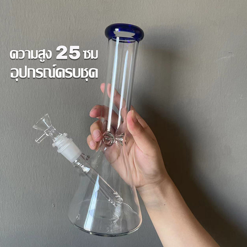 GLASS BONG 25CM  Glass tube length 12cm Joint size 14mm บ้องแก้วใหญ่ 25ซม คัพสายเขียว จัดส่งจากประเทศไทย