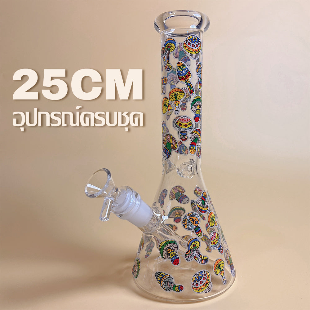 GLASS BONG 25CM  Glass tube length 12cm Joint size 14mm บ้องแก้วใหญ่ 25ซม คัพสายเขียว จัดส่งจากประเทศไทย