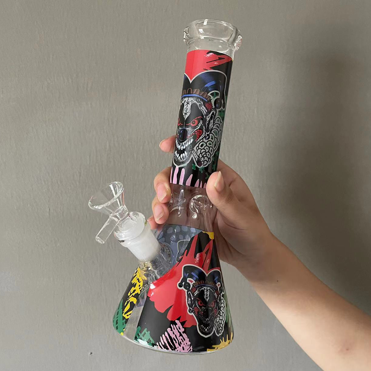 GLASS BONG 25CM  Glass tube length 12cm Joint size 14mm บ้องแก้วใหญ่ 25ซม คัพสายเขียว จัดส่งจากประเทศไทย