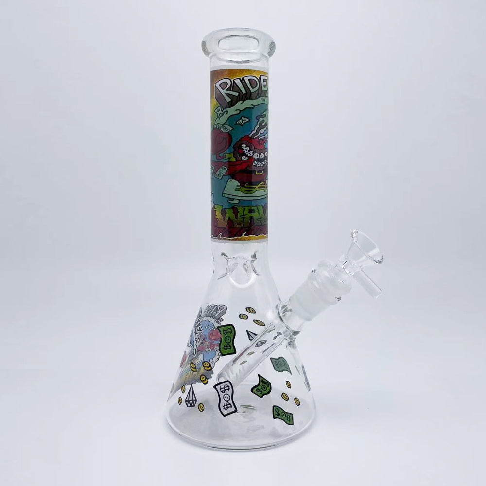 GLASS BONG 25CM  Glass tube length 12cm Joint size 14mm บ้องแก้วใหญ่ 25ซม คัพสายเขียว จัดส่งจากประเทศไทย