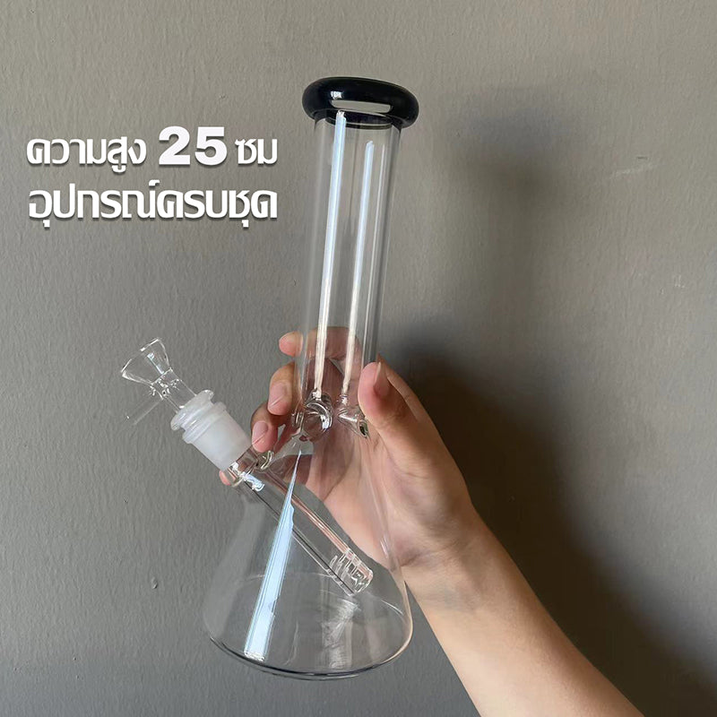 GLASS BONG 25CM  Glass tube length 12cm Joint size 14mm บ้องแก้วใหญ่ 25ซม คัพสายเขียว จัดส่งจากประเทศไทย