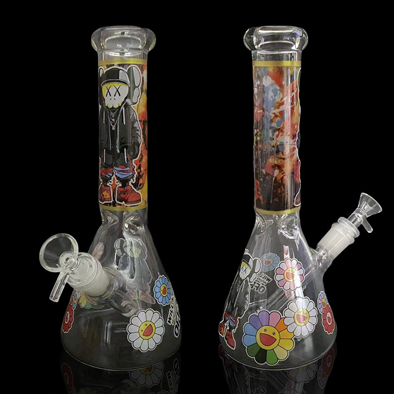 GLASS BONG 25CM  Glass tube length 12cm Joint size 14mm บ้องแก้วใหญ่ 25ซม คัพสายเขียว จัดส่งจากประเทศไทย