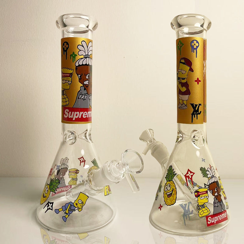 GLASS BONG 25CM  Glass tube length 12cm Joint size 14mm บ้องแก้วใหญ่ 25ซม คัพสายเขียว จัดส่งจากประเทศไทย