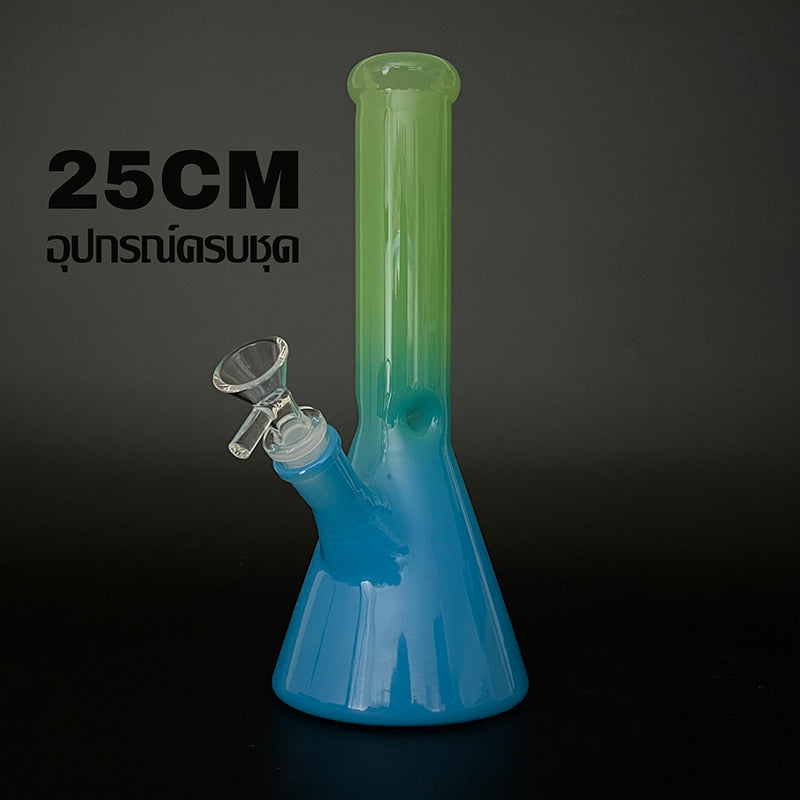 GLASS BONG 25CM  Glass tube length 12cm Joint size 14mm บ้องแก้วใหญ่ 25ซม คัพสายเขียว จัดส่งจากประเทศไทย
