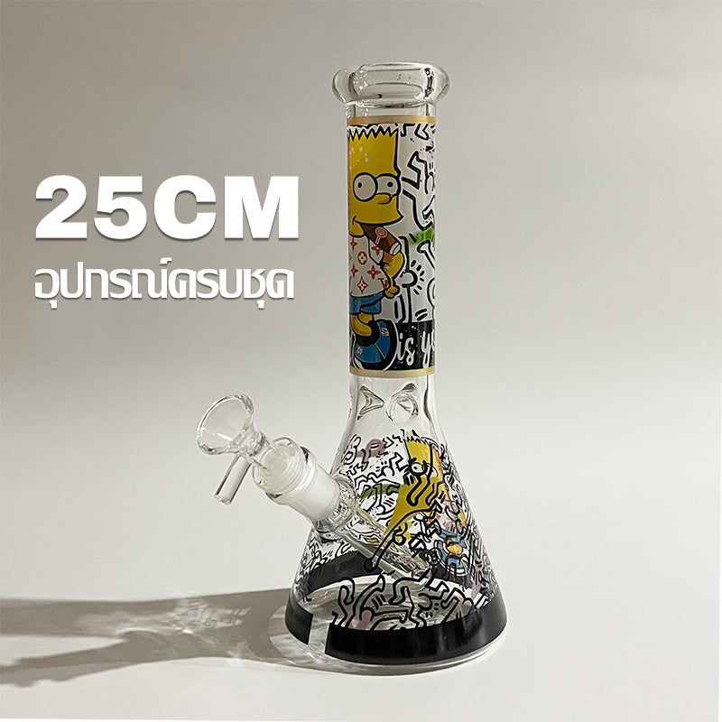 GLASS BONG 25CM  Glass tube length 12cm Joint size 14mm บ้องแก้วใหญ่ 25ซม คัพสายเขียว จัดส่งจากประเทศไทย