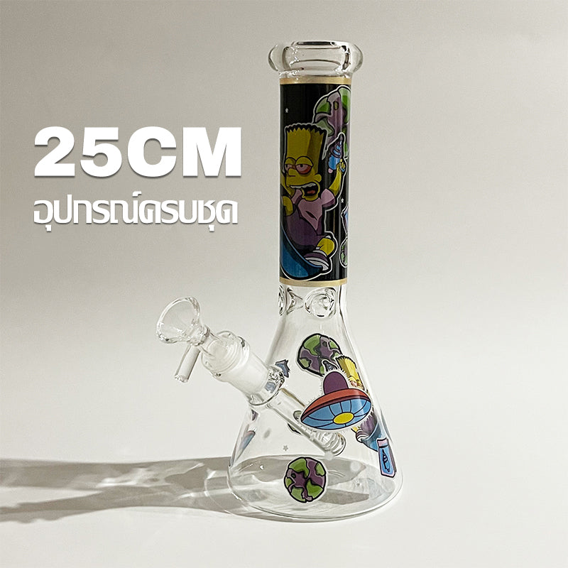 GLASS BONG 25CM  Glass tube length 12cm Joint size 14mm บ้องแก้วใหญ่ 25ซม คัพสายเขียว จัดส่งจากประเทศไทย