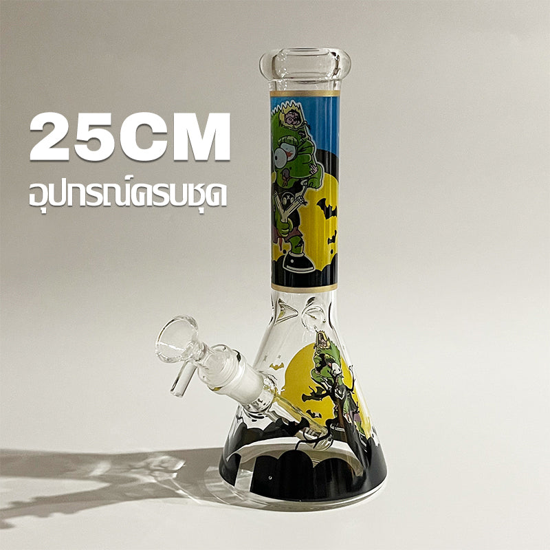 GLASS BONG 25CM  Glass tube length 12cm Joint size 14mm บ้องแก้วใหญ่ 25ซม คัพสายเขียว จัดส่งจากประเทศไทย