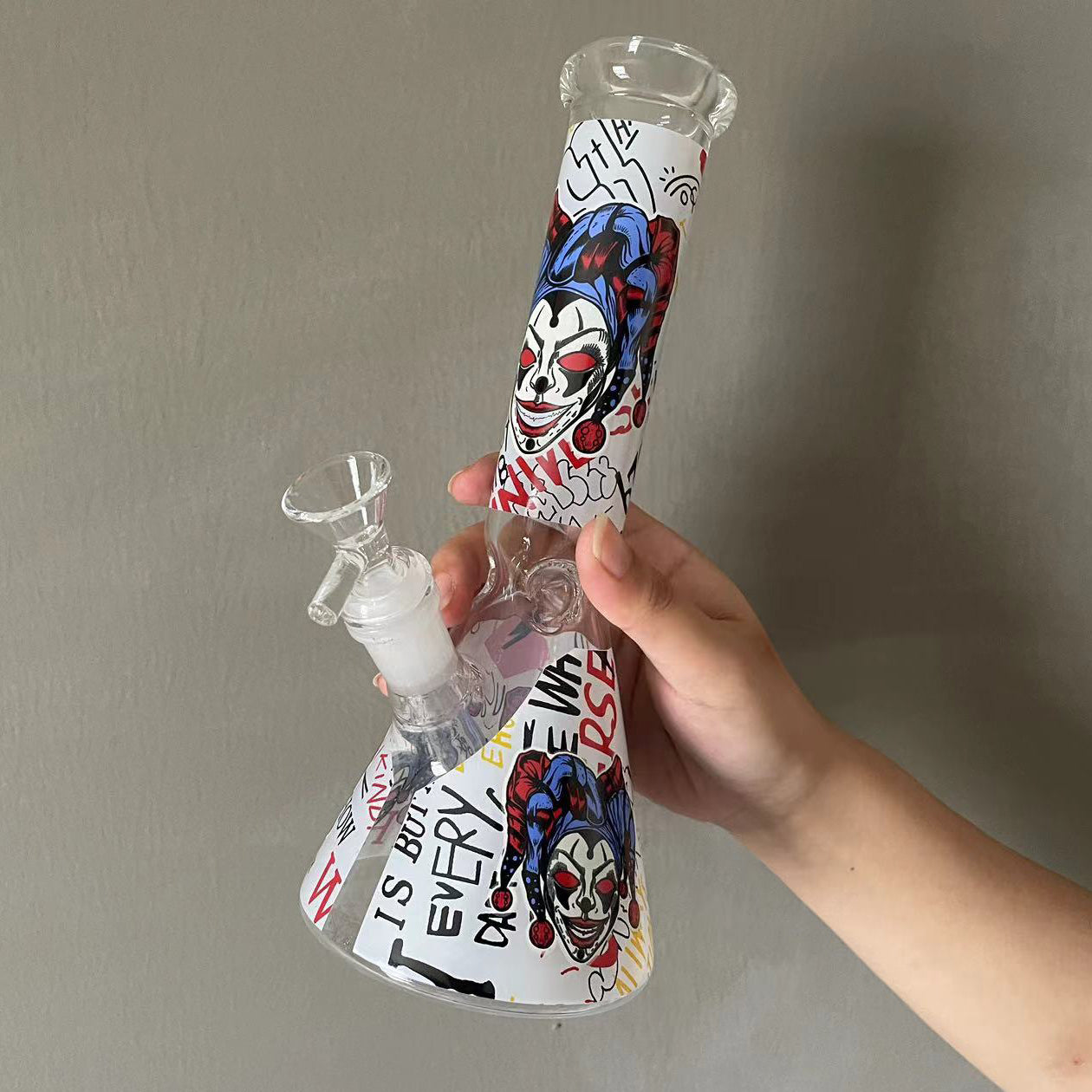 GLASS BONG 25CM  Glass tube length 12cm Joint size 14mm บ้องแก้วใหญ่ 25ซม คัพสายเขียว จัดส่งจากประเทศไทย