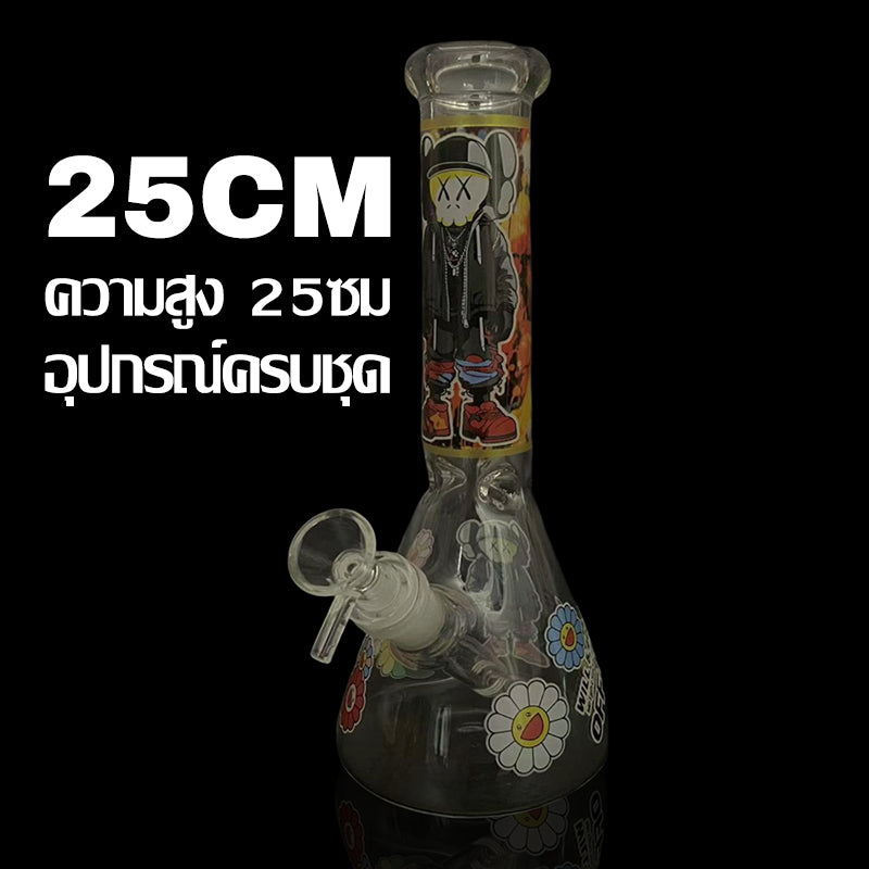 GLASS BONG 25CM  Glass tube length 12cm Joint size 14mm บ้องแก้วใหญ่ 25ซม คัพสายเขียว จัดส่งจากประเทศไทย