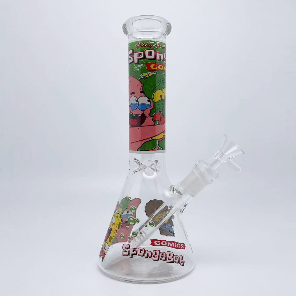 GLASS BONG 25CM  Glass tube length 12cm Joint size 14mm บ้องแก้วใหญ่ 25ซม คัพสายเขียว จัดส่งจากประเทศไทย