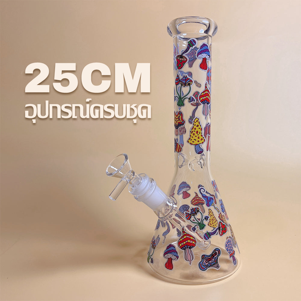 GLASS BONG 25CM  Glass tube length 12cm Joint size 14mm บ้องแก้วใหญ่ 25ซม คัพสายเขียว จัดส่งจากประเทศไทย
