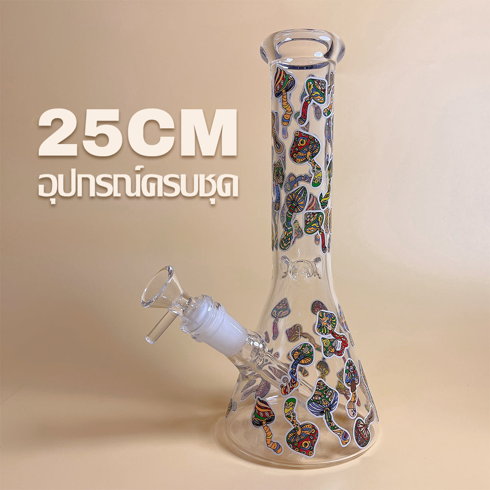 GLASS BONG 25CM  Glass tube length 12cm Joint size 14mm บ้องแก้วใหญ่ 25ซม คัพสายเขียว จัดส่งจากประเทศไทย