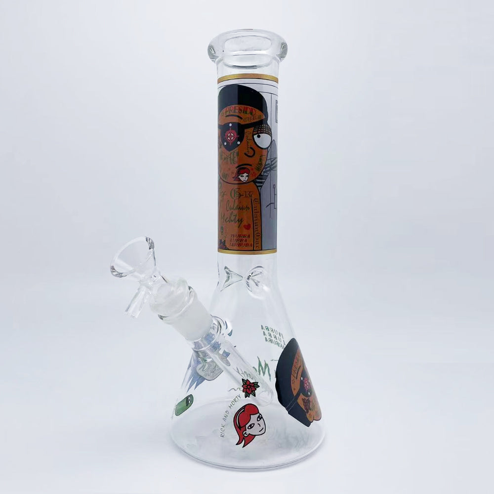GLASS BONG 25CM  Glass tube length 12cm Joint size 14mm บ้องแก้วใหญ่ 25ซม คัพสายเขียว จัดส่งจากประเทศไทย