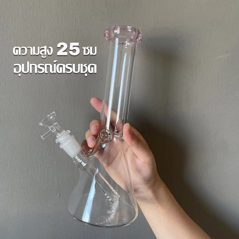 GLASS BONG 25CM  Glass tube length 12cm Joint size 14mm บ้องแก้วใหญ่ 25ซม คัพสายเขียว จัดส่งจากประเทศไทย