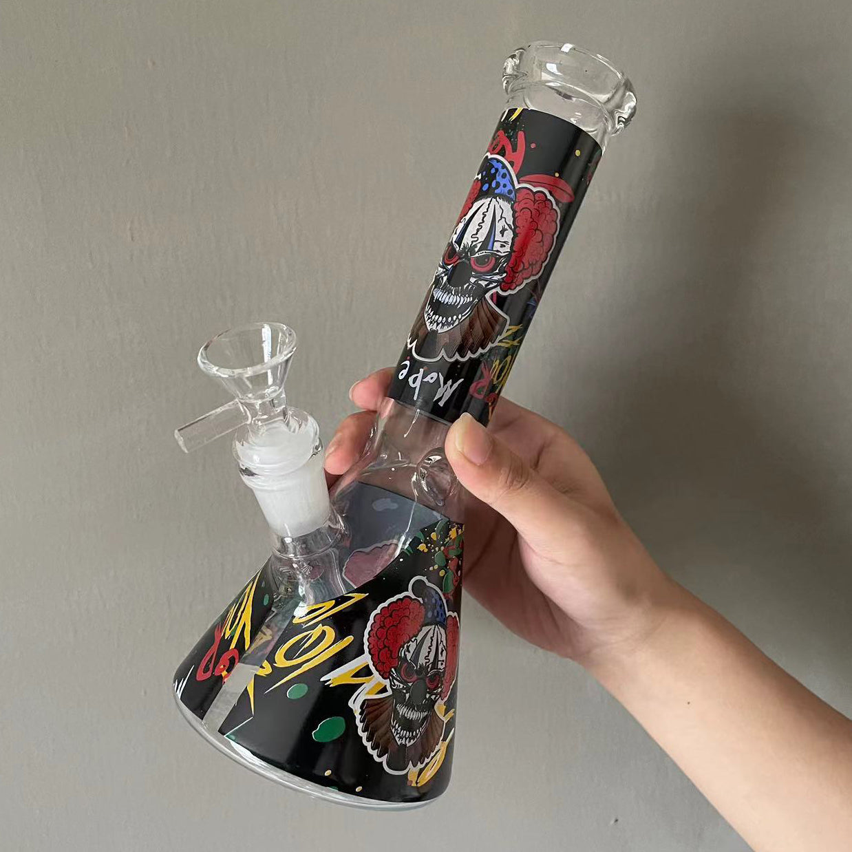GLASS BONG 25CM  Glass tube length 12cm Joint size 14mm บ้องแก้วใหญ่ 25ซม คัพสายเขียว จัดส่งจากประเทศไทย