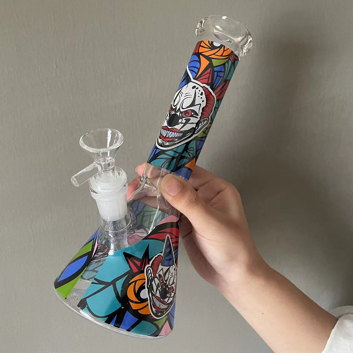 GLASS BONG 25CM  Glass tube length 12cm Joint size 14mm บ้องแก้วใหญ่ 25ซม คัพสายเขียว จัดส่งจากประเทศไทย