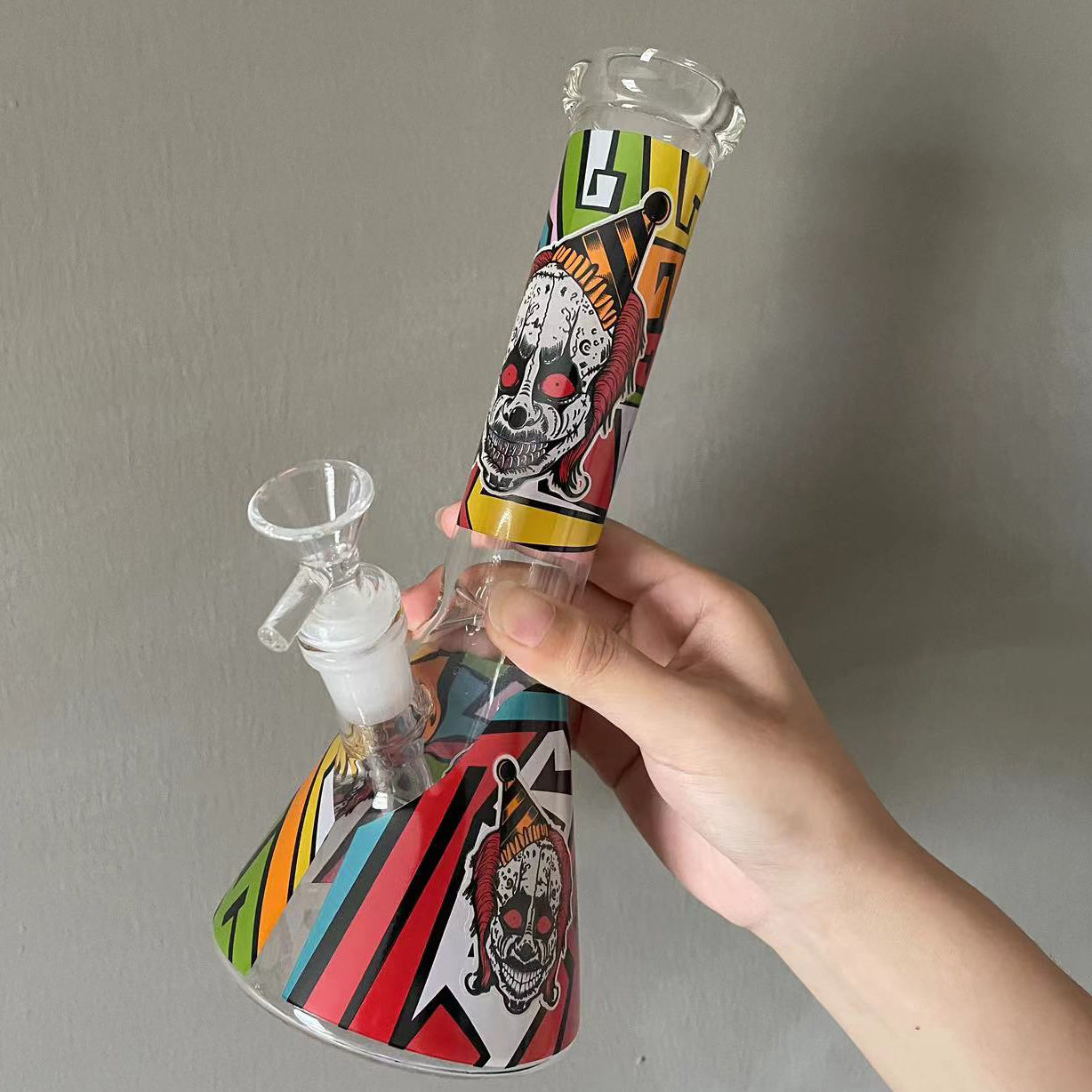 GLASS BONG 25CM  Glass tube length 12cm Joint size 14mm บ้องแก้วใหญ่ 25ซม คัพสายเขียว จัดส่งจากประเทศไทย