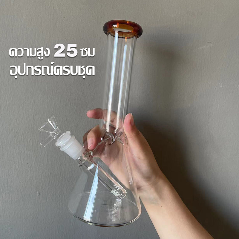 GLASS BONG 25CM  Glass tube length 12cm Joint size 14mm บ้องแก้วใหญ่ 25ซม คัพสายเขียว จัดส่งจากประเทศไทย