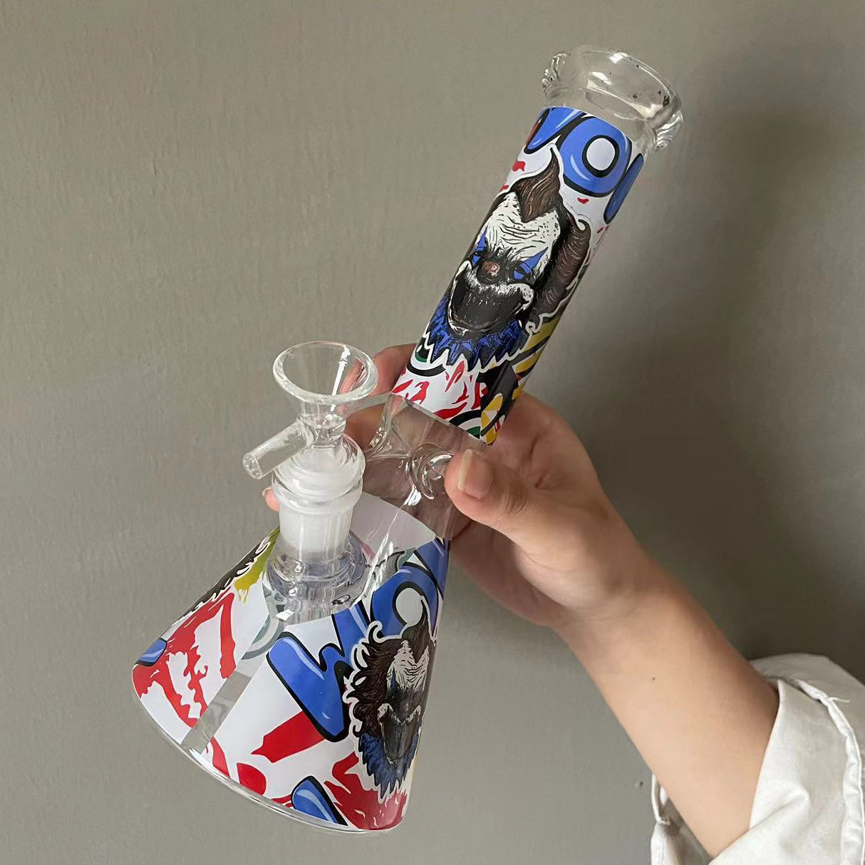 GLASS BONG 25CM  Glass tube length 12cm Joint size 14mm บ้องแก้วใหญ่ 25ซม คัพสายเขียว จัดส่งจากประเทศไทย