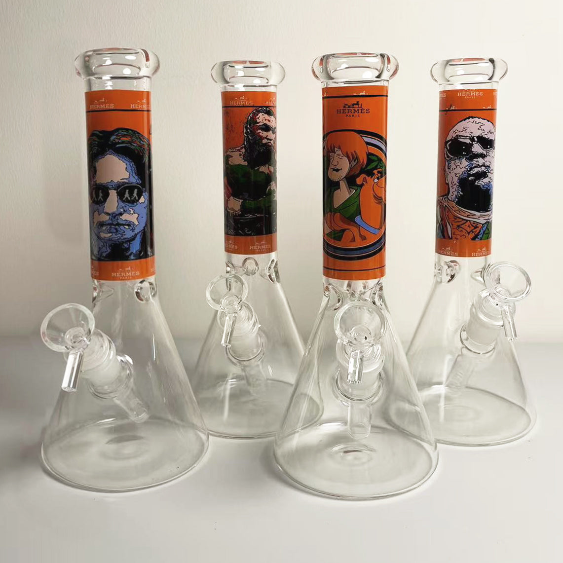 GLASS BONG 25CM  Glass tube length 12cm Joint size 14mm บ้องแก้วใหญ่ 25ซม คัพสายเขียว จัดส่งจากประเทศไทย