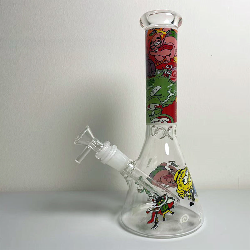GLASS BONG 25CM  Glass tube length 12cm Joint size 14mm บ้องแก้วใหญ่ 25ซม คัพสายเขียว จัดส่งจากประเทศไทย