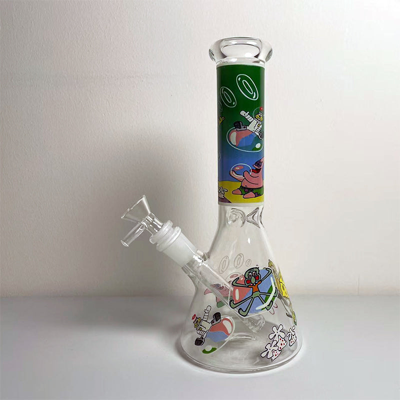 GLASS BONG 25CM  Glass tube length 12cm Joint size 14mm บ้องแก้วใหญ่ 25ซม คัพสายเขียว จัดส่งจากประเทศไทย