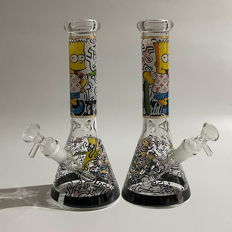 GLASS BONG 25CM  Glass tube length 12cm Joint size 14mm บ้องแก้วใหญ่ 25ซม คัพสายเขียว จัดส่งจากประเทศไทย