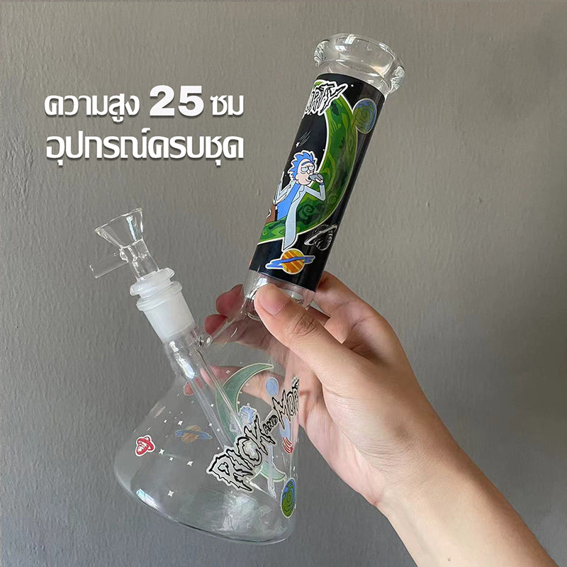 GLASS BONG 25CM  Glass tube length 12cm Joint size 14mm บ้องแก้วใหญ่ 25ซม คัพสายเขียว จัดส่งจากประเทศไทย