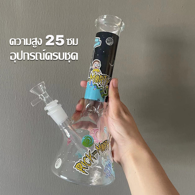 GLASS BONG 25CM  Glass tube length 12cm Joint size 14mm บ้องแก้วใหญ่ 25ซม คัพสายเขียว จัดส่งจากประเทศไทย
