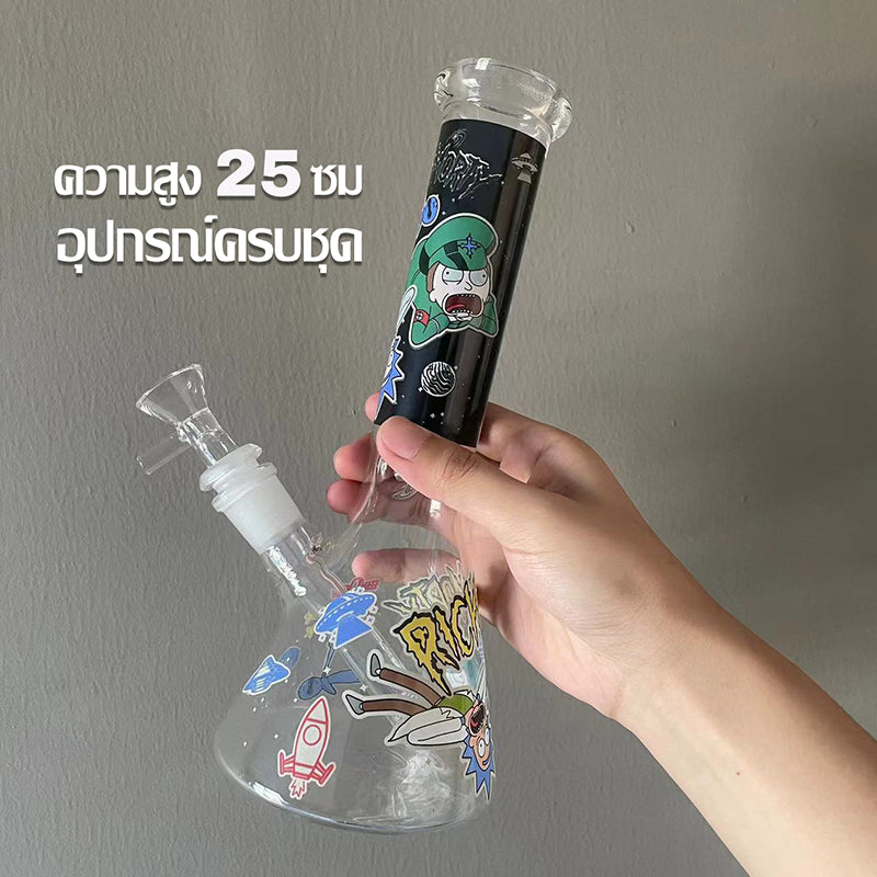 GLASS BONG 25CM  Glass tube length 12cm Joint size 14mm บ้องแก้วใหญ่ 25ซม คัพสายเขียว จัดส่งจากประเทศไทย