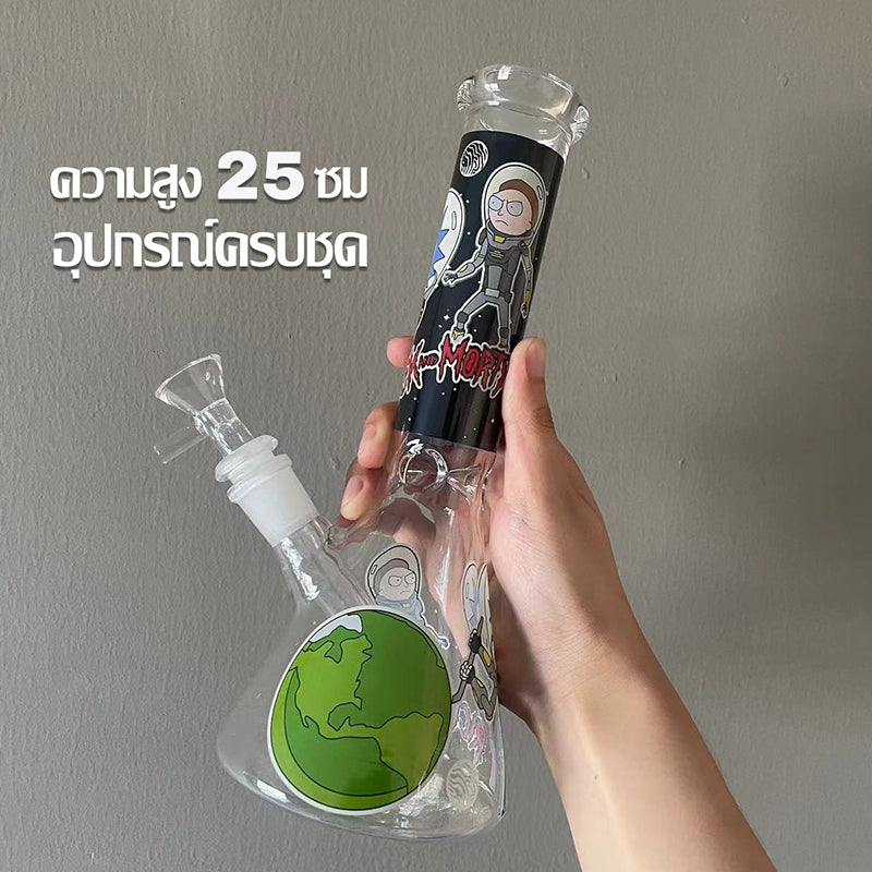 GLASS BONG 25CM  Glass tube length 12cm Joint size 14mm บ้องแก้วใหญ่ 25ซม คัพสายเขียว จัดส่งจากประเทศไทย