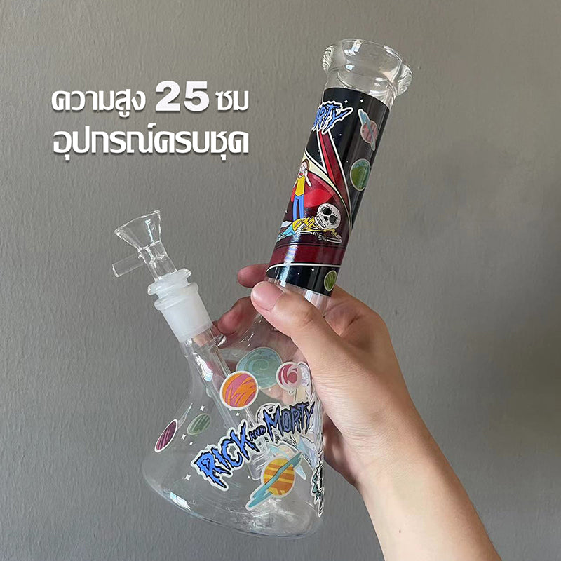 GLASS BONG 25CM  Glass tube length 12cm Joint size 14mm บ้องแก้วใหญ่ 25ซม คัพสายเขียว จัดส่งจากประเทศไทย