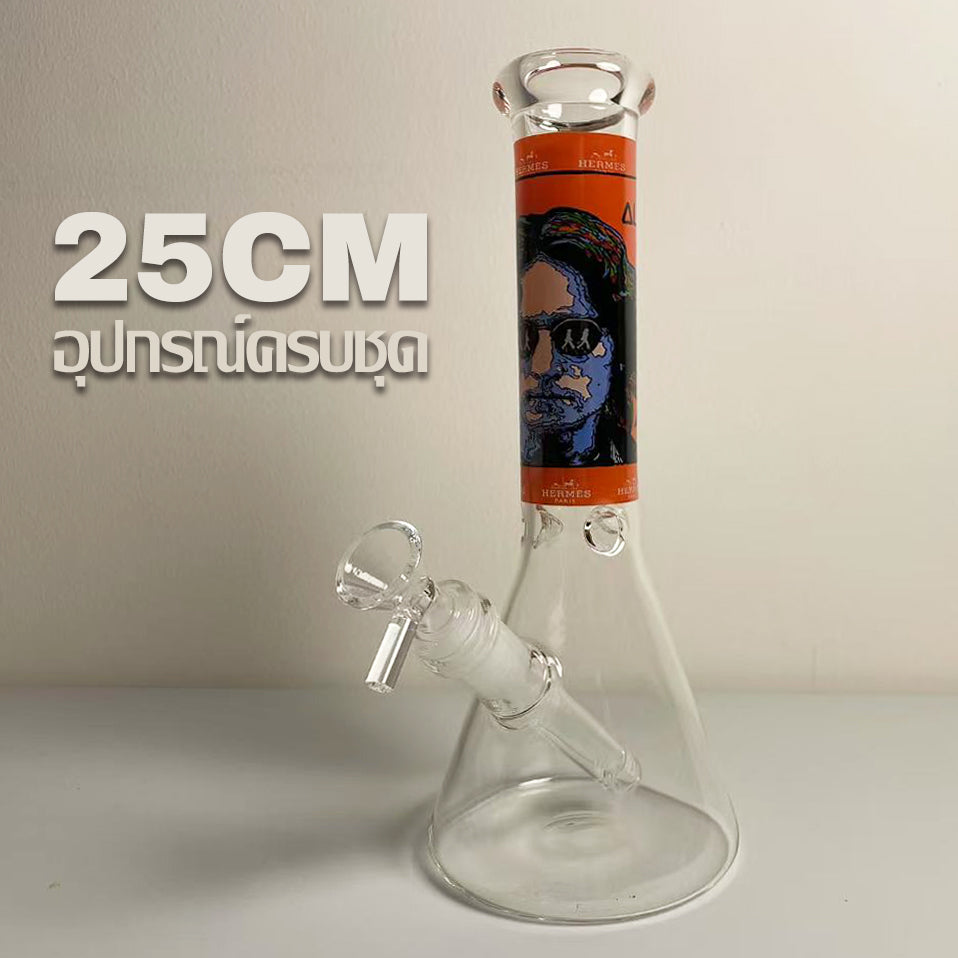 GLASS BONG 25CM  Glass tube length 12cm Joint size 14mm บ้องแก้วใหญ่ 25ซม คัพสายเขียว จัดส่งจากประเทศไทย