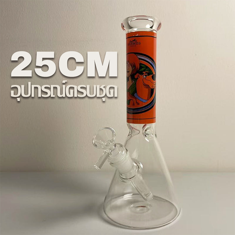 GLASS BONG 25CM  Glass tube length 12cm Joint size 14mm บ้องแก้วใหญ่ 25ซม คัพสายเขียว จัดส่งจากประเทศไทย