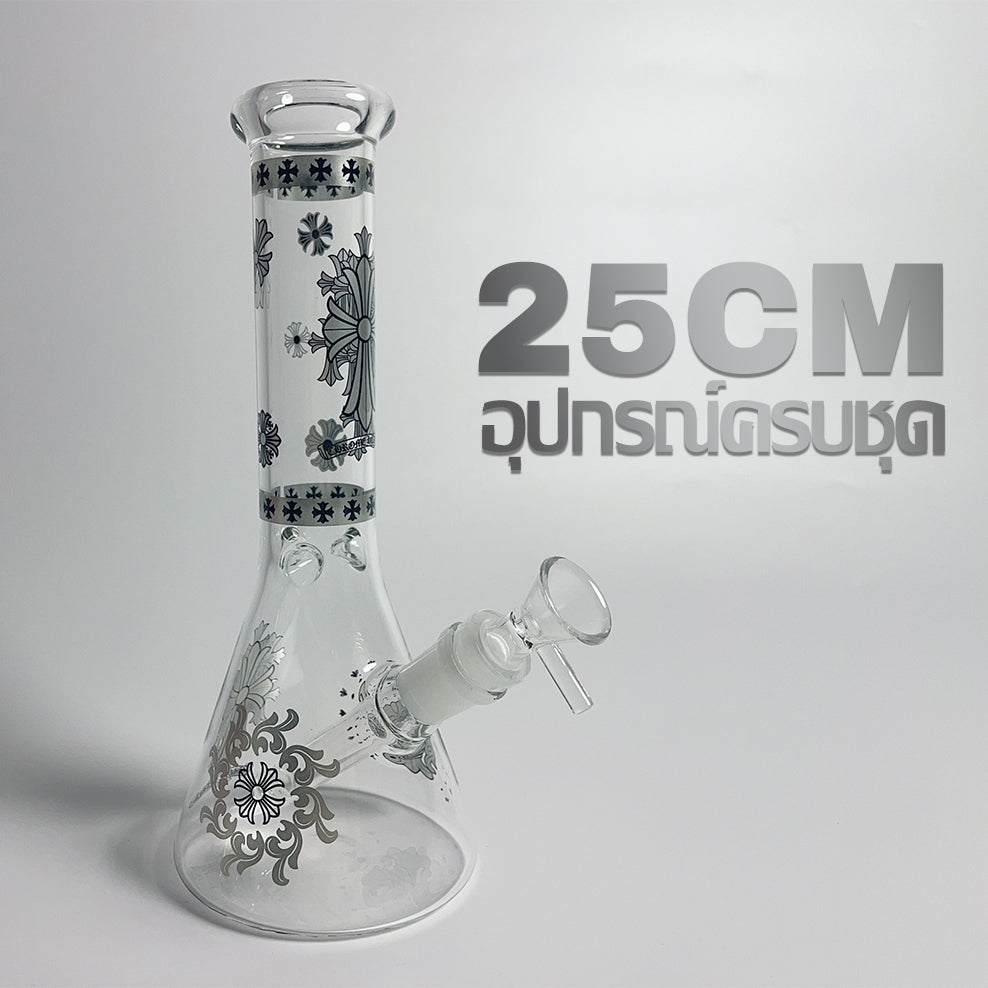 GLASS BONG 25CM  Glass tube length 12cm Joint size 14mm บ้องแก้วใหญ่ 25ซม คัพสายเขียว จัดส่งจากประเทศไทย