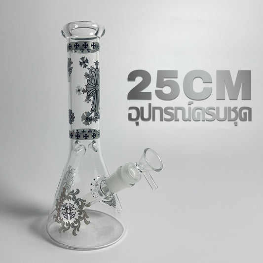 GLASS BONG 25CM  Glass tube length 12cm Joint size 14mm บ้องแก้วใหญ่ 25ซม คัพสายเขียว จัดส่งจากประเทศไทย