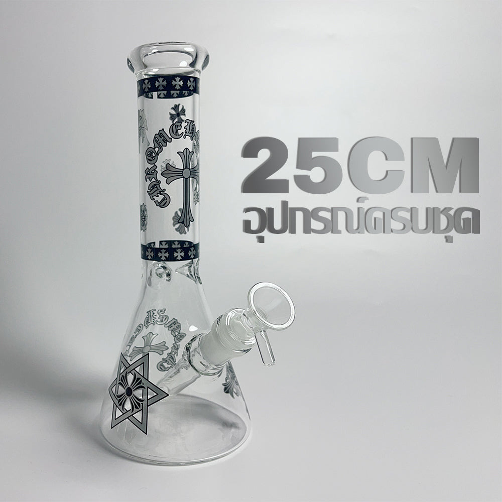 GLASS BONG 25CM  Glass tube length 12cm Joint size 14mm บ้องแก้วใหญ่ 25ซม คัพสายเขียว จัดส่งจากประเทศไทย