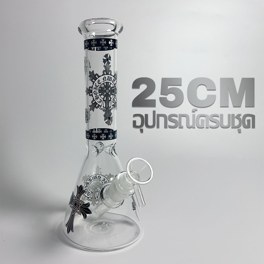 GLASS BONG 25CM  Glass tube length 12cm Joint size 14mm บ้องแก้วใหญ่ 25ซม คัพสายเขียว จัดส่งจากประเทศไทย