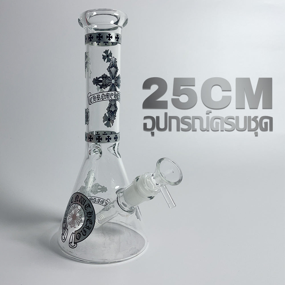 GLASS BONG 25CM  Glass tube length 12cm Joint size 14mm บ้องแก้วใหญ่ 25ซม คัพสายเขียว จัดส่งจากประเทศไทย